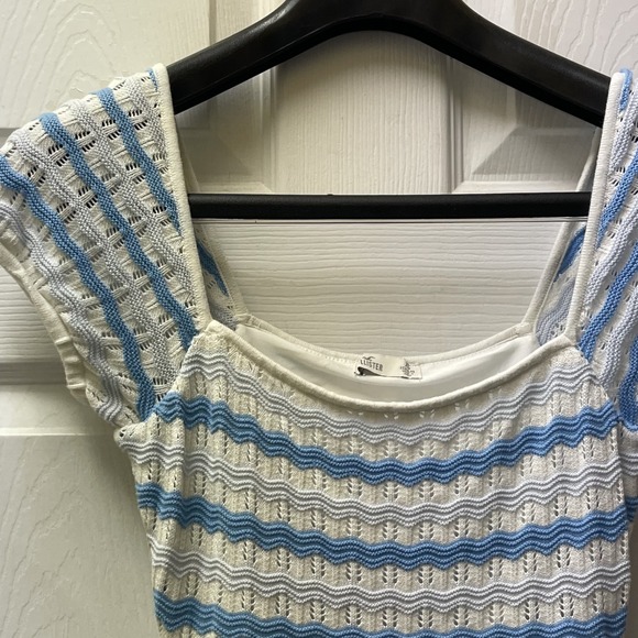 Hollister Dresses & Skirts - Hollister Women's XS Blue/White Striped Lined Crochet Dress Nautical Preppy Surf